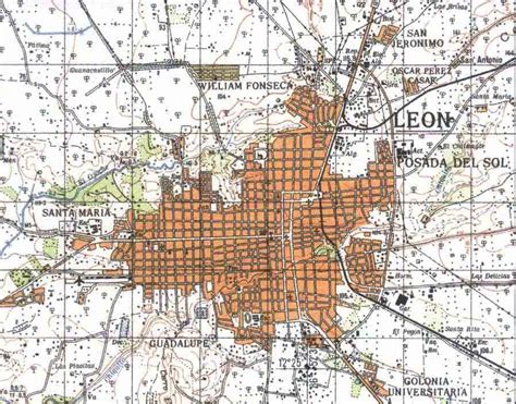 León City Topographic Map, Nicaragua