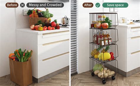 Mocosy Tier Metal Vegetable Fruit Storage Rack Wire Basket With