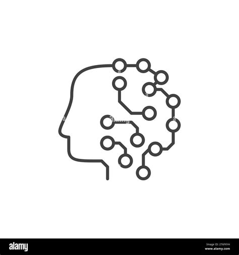 Machine Learning Robot Head Vector Ml Concept Outline Icon Or Symbol