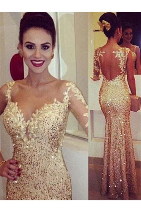 Buy Scoop Mermaid Prom Dresses Sequins With Applique Floor Length Long