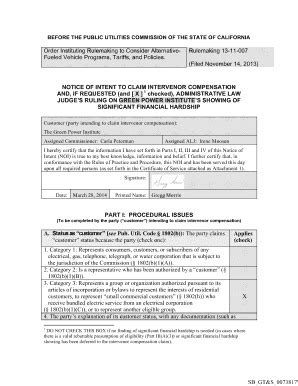 Fillable Online Ftp2 Cpuc Ca NOTICE OF INTENT TO CLAIM INTERVENOR