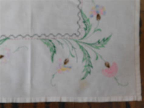 Vintage 1940 S Counted Cross Stitch Hand Embroidered Thistle Floral