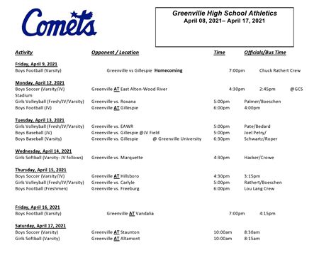 Next Week’s Comets Schedule | Sports#