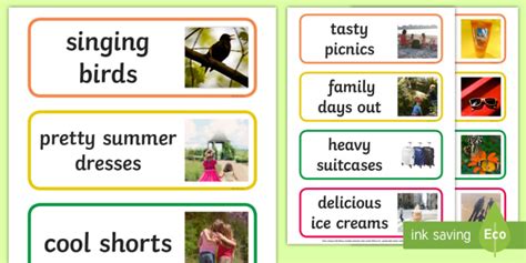 Ks1 Summer Adjectives Word Cards Teacher Made