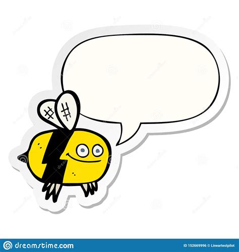 A Creative Cartoon Bee And Speech Bubble Sticker Stock Vector