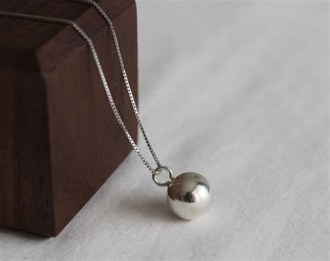 Sterling Silver Ball Necklace Geometric Minimal Necklace Classic