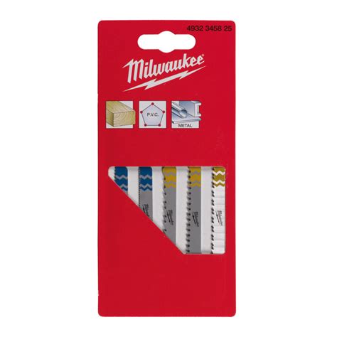 Milwaukee Jigsaw Blades - Mixed Wood, Metal & Plastic Set 5pc | Toolstation