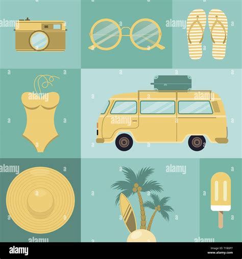 Beach Icons Set Vector Illustration Stock Vector Image And Art Alamy