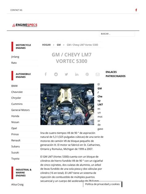 Gm Chevy Lm7 Vortec 5300 V8 Engine Review And Specs Pdf Motores