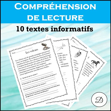 10 textes informatifs Compréhension de lecture French Reading