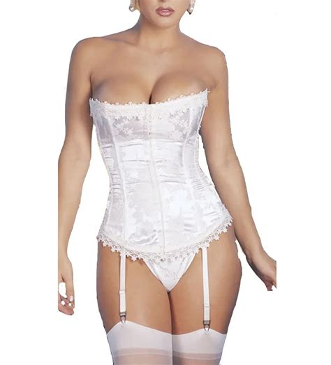 Female Sexy Ladies Boned Bustier Bridal Corset Dress With Suspenders