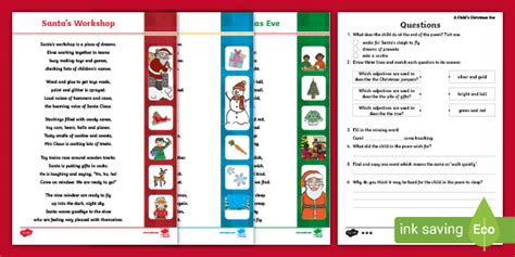 Ks1 Christmas Poetry Reading Comprehension Pack