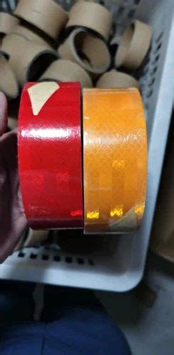 PVC Red And Yellow Retro Reflective Tape For Warning Packaging Type