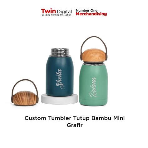 Custom Tumbler Tutup Bambu Mini Grafir Platform Corporate B B Twin