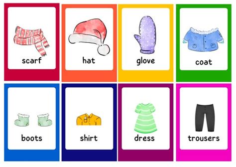 Esl English Young Learners Clothes And Colours Flashcards Etsy