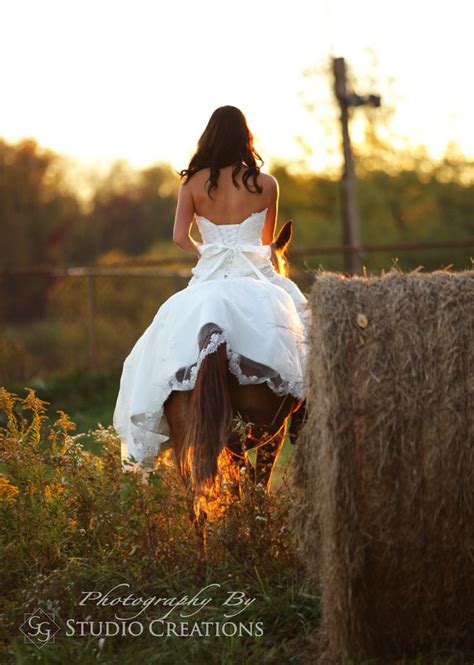 Ride Away Bride Country Wedding Bride On Horse Horse Wedding Photos