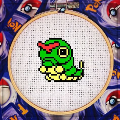 Pok Mon Caterpie Bit Pixel Cross Stitch Pattern Pdf Etsy Uk