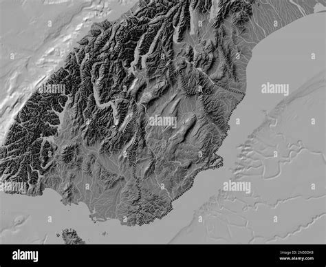 Otago, regional council of New Zealand. Bilevel elevation map with ...