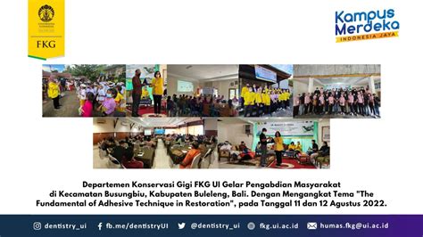 Departemen Konservasi Gigi FKG UI Gelar Pengabdian Masyarakat Di