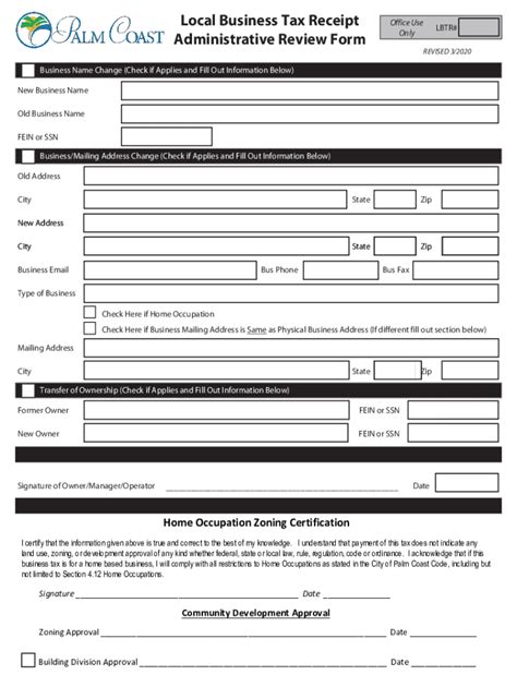 Fillable Online Local Business Tax Receipt Administrative Review Form