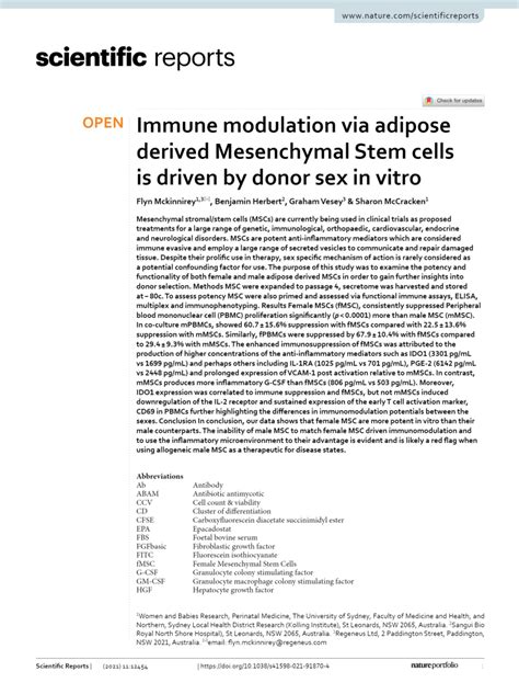 Pdf Immune Modulation Via Adipose Derived Mesenchymal Stem Cells Is