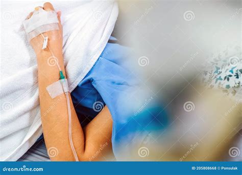 Image Of Iv Drip In Patient S Hand In Hospital Stock Photo Image Of