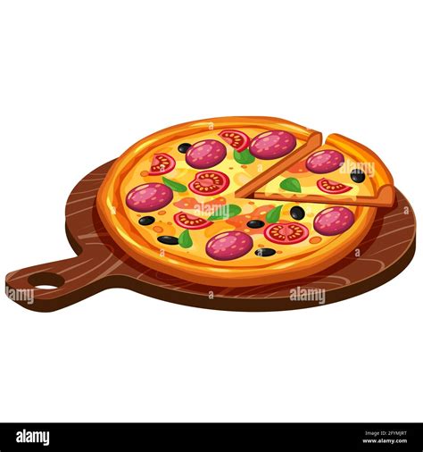 Pizza Isometric With Ingredients Tomato Salami Cheese Mushrooms On