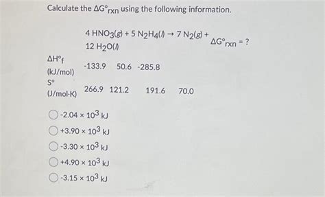 Solved Use Hesss Law To Calculate Δg∘ Rxn Using The