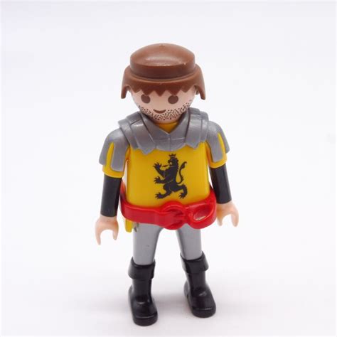 Playmobil Chevalier Jaune Noir Et Argent Griffon Noir Ceinture Rouge