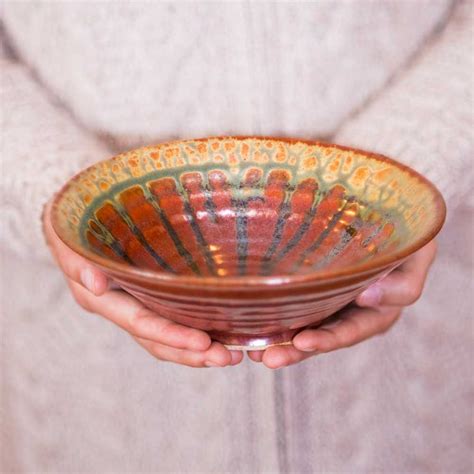 Red Ceramic Salad Bowl Handmade Pottery Pasta Bowl Pottery Etsy