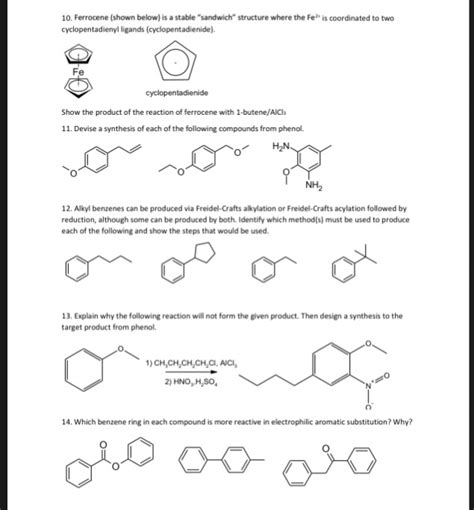 Solved 10 Ferrocene Shown Below Is A Stable Sandwich