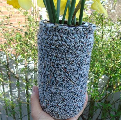 Vase Cover Crocheted In Tweed Effect Yarn Gl Folksy