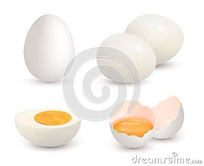 Eggs Realistic Natural Healthy Farm Fresh Food Yolk And Protein Vector