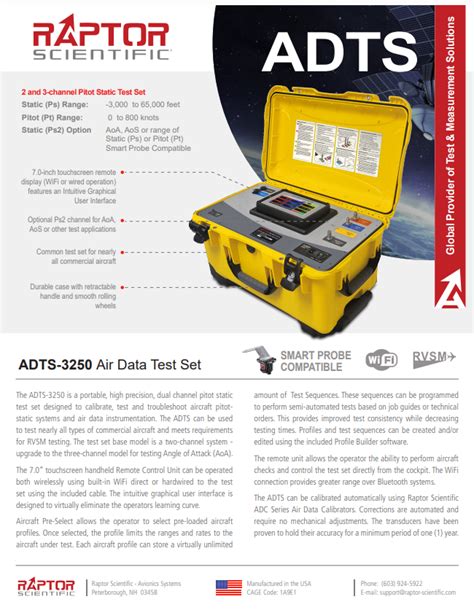 ADTS 3250 Commercial Pitot Static Test Set Raptor Scientific