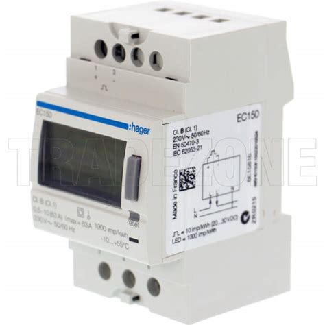 Hager 63 Amp Single Phase Din Rail Mount Digital Kilowatt Hour Meter Electrical Supplies