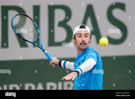 Australian tennis player Jordan Thompson playing a forehand during a ...