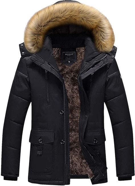 FGYYG Men S Winter Fashion Warm Thicken Plus Velvet Lining Parka Coat