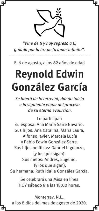 Se Or Reynold Edwin Gonz Lez Garc A Obituario Esquela