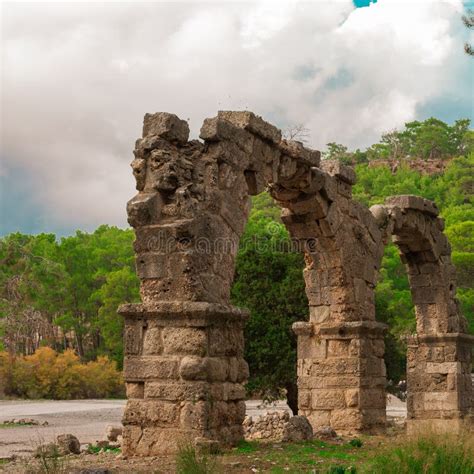 Ruins Of Aquaeduct In Ancient City Phaselis Antalya Province Turkey