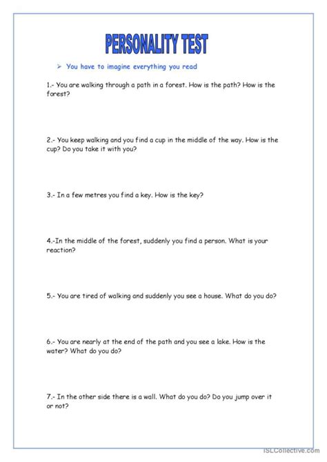 Personality Test Esl Worksheet By Rosangie Worksheets Library