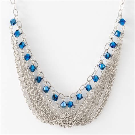 Blue Chain Necklace $59 #statement #jewelry #necklace #sparkle #crystal ...