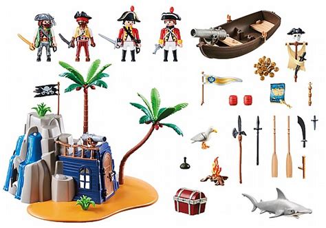 פליימוביל פיראטים Playmobil Pirates פליימוביל 70556 אי פיראטים עם מקום אוצר חנות צעצועים