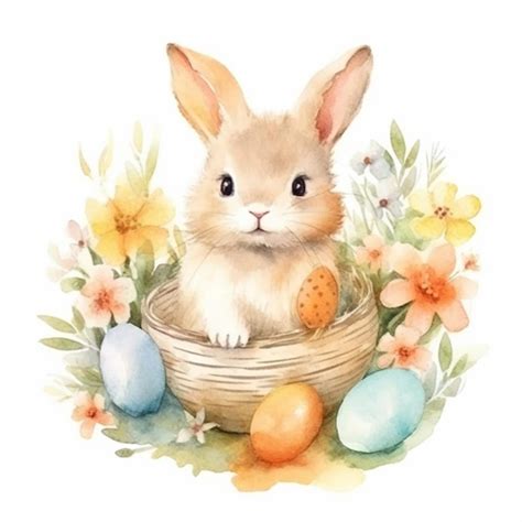 Premium Ai Image There Is A Watercolor Painting Of A Bunny In A