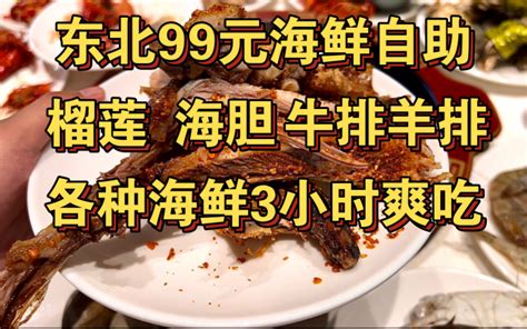 东北99元海鲜自助能有多豪华？榴莲 海胆 牛排羊排 各种海鲜随便吃！ 转生成为毛毛 转生成为毛毛 哔哩哔哩视频