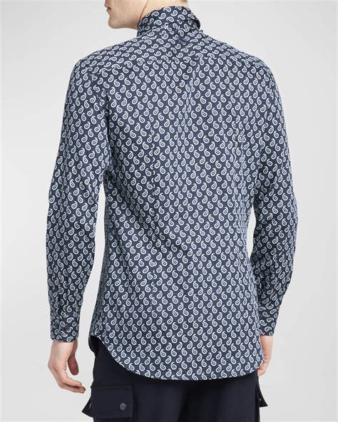 Etro Men S Mini Paisley Sport Shirt Neiman Marcus