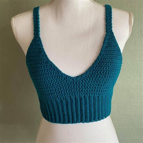 Crochet Ribbed Crop Top Easy Tank Top Simple Singlet Summer Etsy