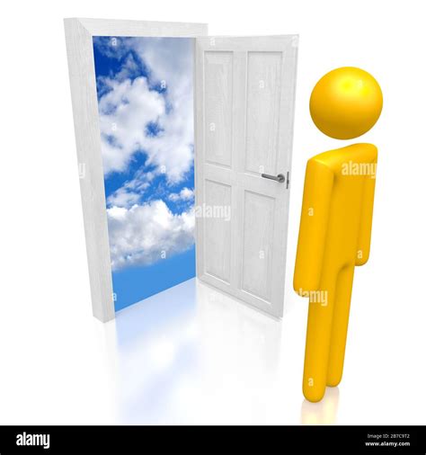 3D cartoon character, door - future concept Stock Photo - Alamy