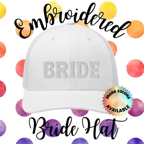 Bride Hat Bride Trucker Hat Embroidered White Bride Hat Embroidered