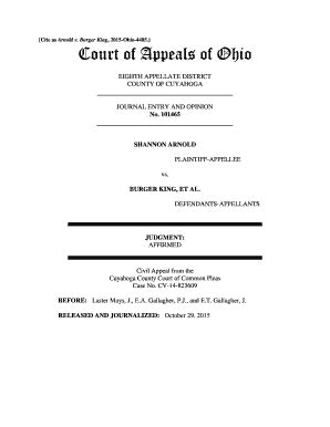 Fillable Online Supremecourt Ohio Arnold V Burger King Supreme Court