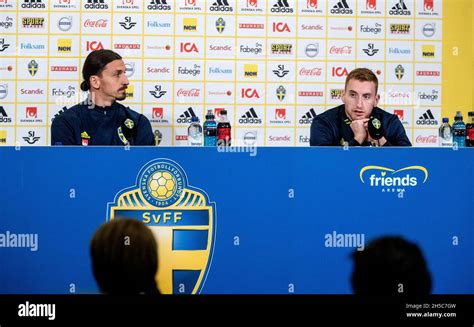 Swedish National Soccer Players Zlatan Ibrahimovic L And Dejan